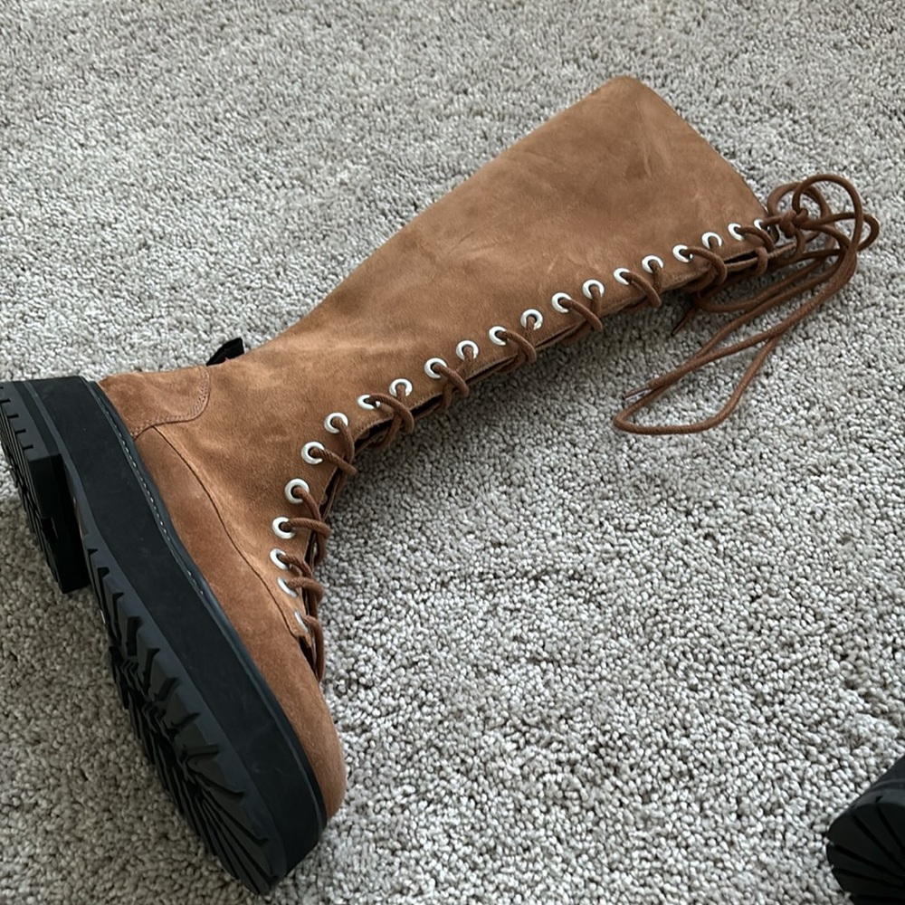 Larroudé Lara lace up Boots in brown size 38.5 - Picture 9 of 11